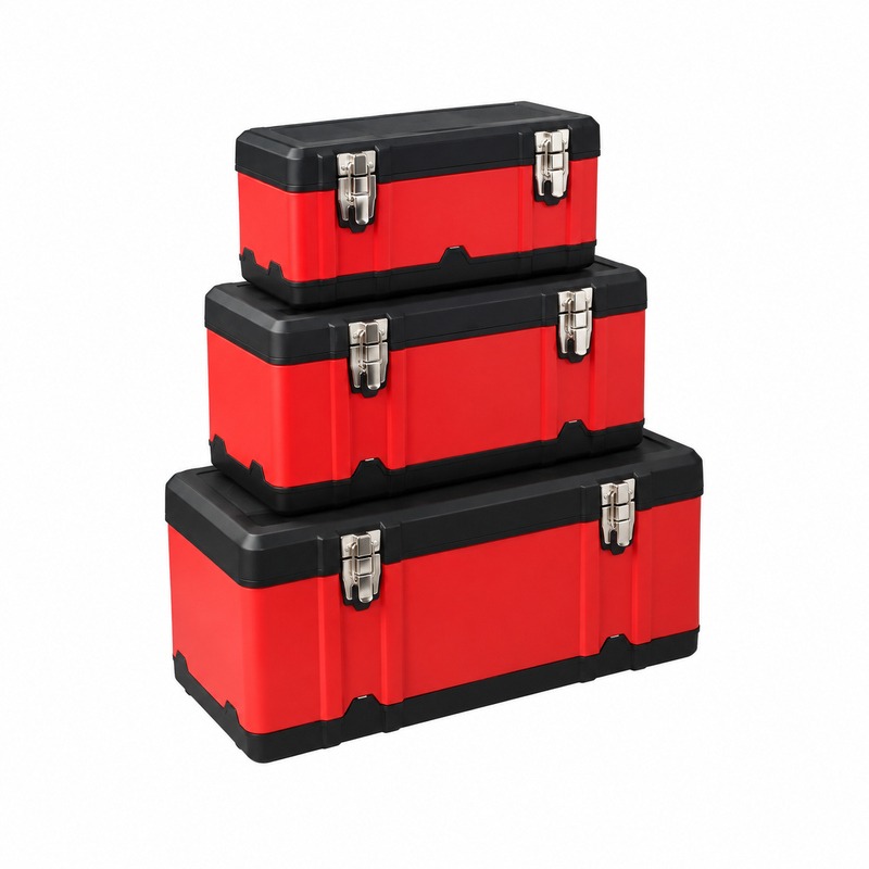 Caja de Herramientas Multiusos Roja (2 tamaños), foto de producto sobre fondo blanco