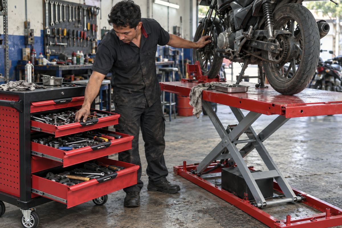 Imagen de referencia del artículo: Cómo distribuir un taller de motos pequeño para que rinda