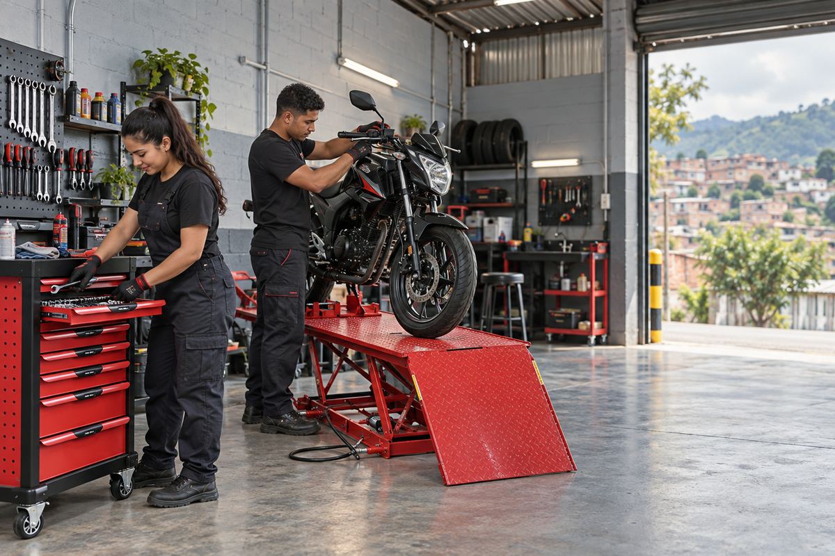 Imagen de referencia del artículo: Cuánto equipo necesitas para montar un taller de motos, y en qué orden comprarlo